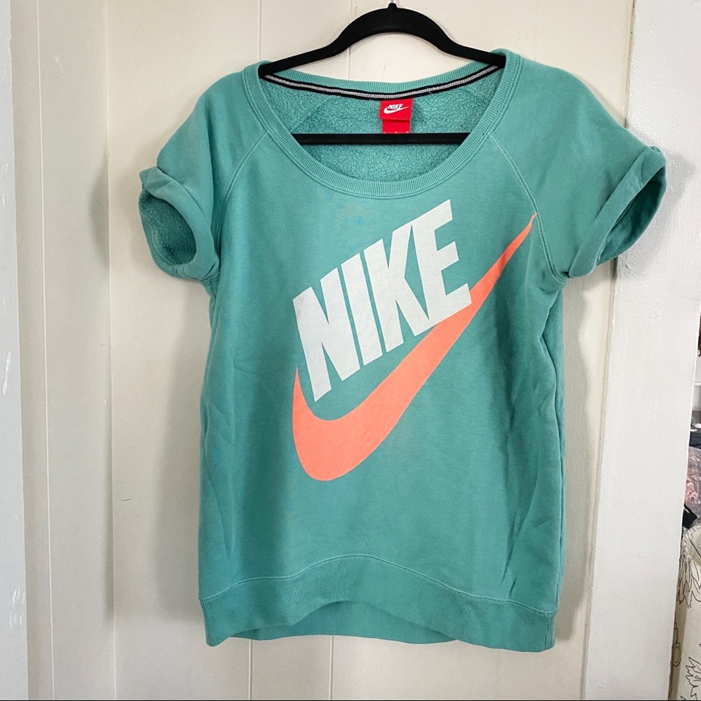 Nike short sleeved sweatshirt tee in turquoise